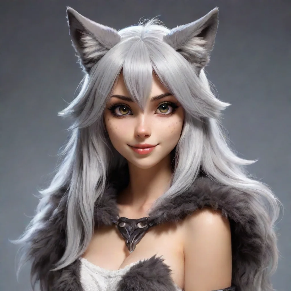 aiartstation art anthropomorphic wolf girl furry confident engaging wow 3