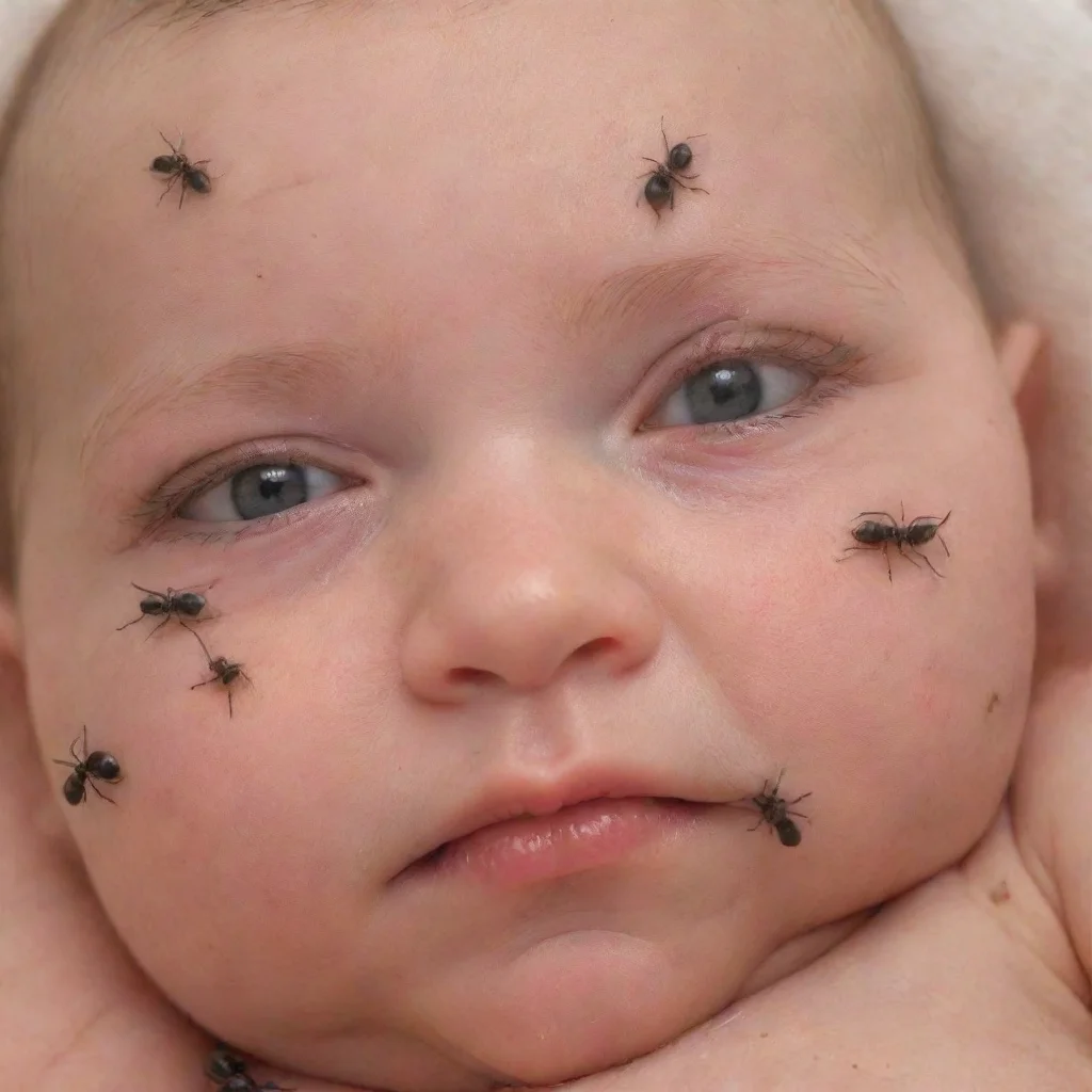 aiartstation art ants all over a newborn baby confident engaging wow 3