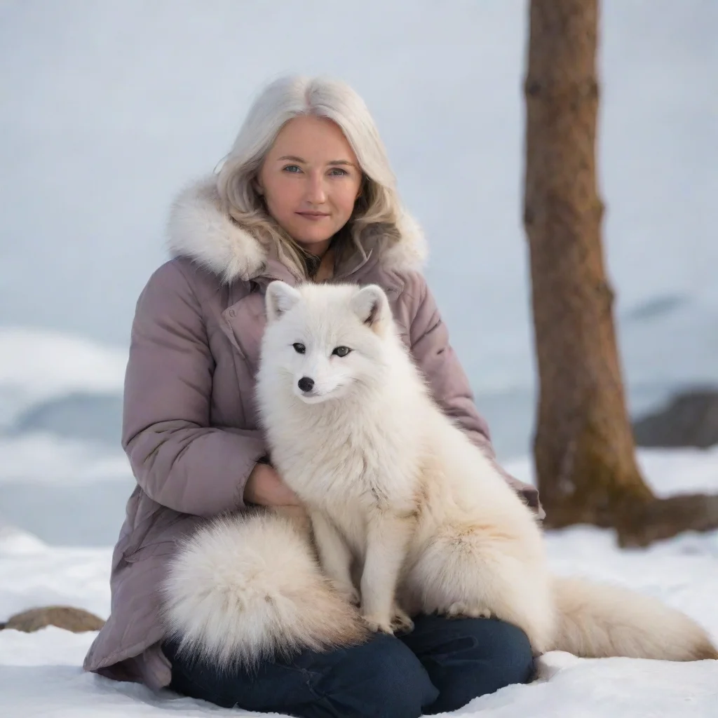 artstation art arctic fox sitting on a human confident engaging wow 3