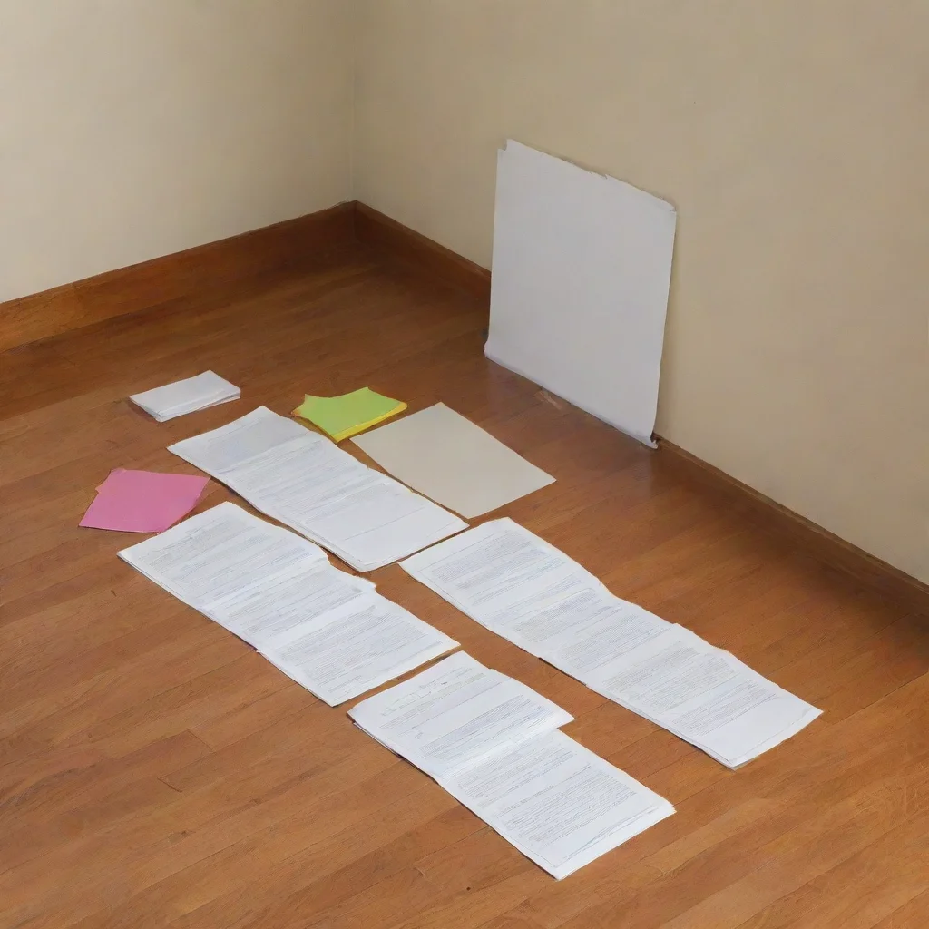 aiartstation art arrange papers categorically on the floor of a room confident engaging wow 3