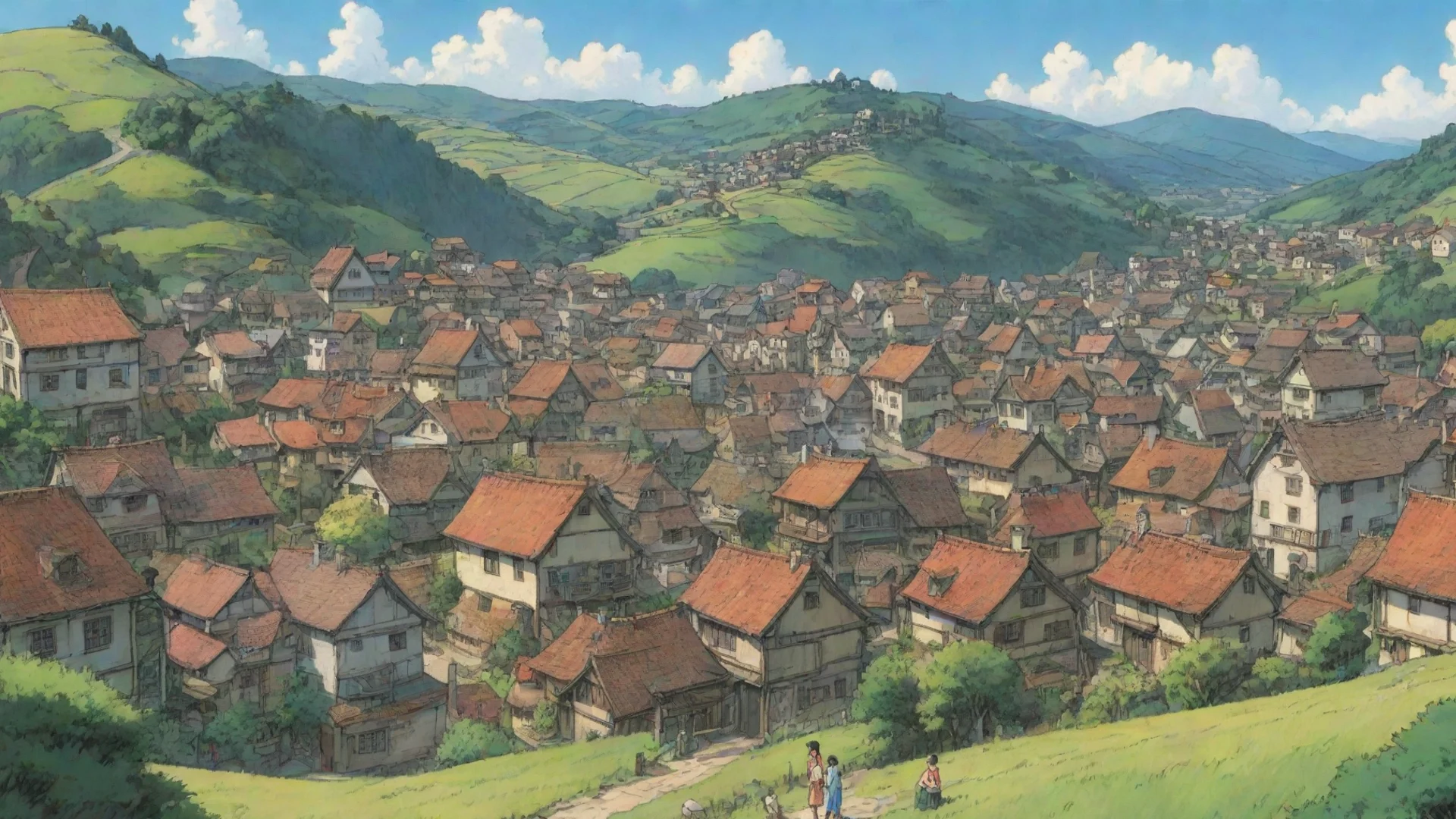 aiartstation art artistic comic book ghibli rolling hills town  confident engaging wow 3 hdwidescreen