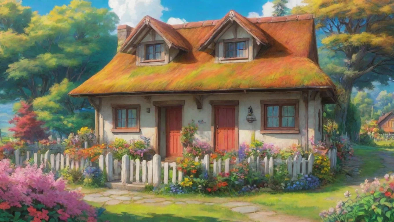 aiartstation art artistic cottage in the countryside new zealand colorful town wonderland adorable detail anime  ghibli bright  confident engaging wow 3 widescreen