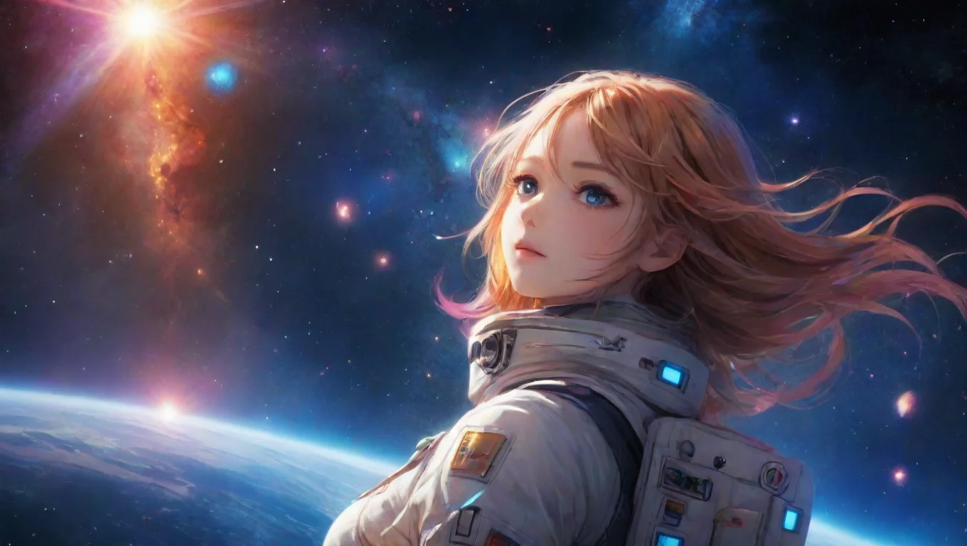 aiartstation art astronaught girl hd anime in space epic artistic colorful star system seen from in epic space  confident engaging wow 3 widescreen