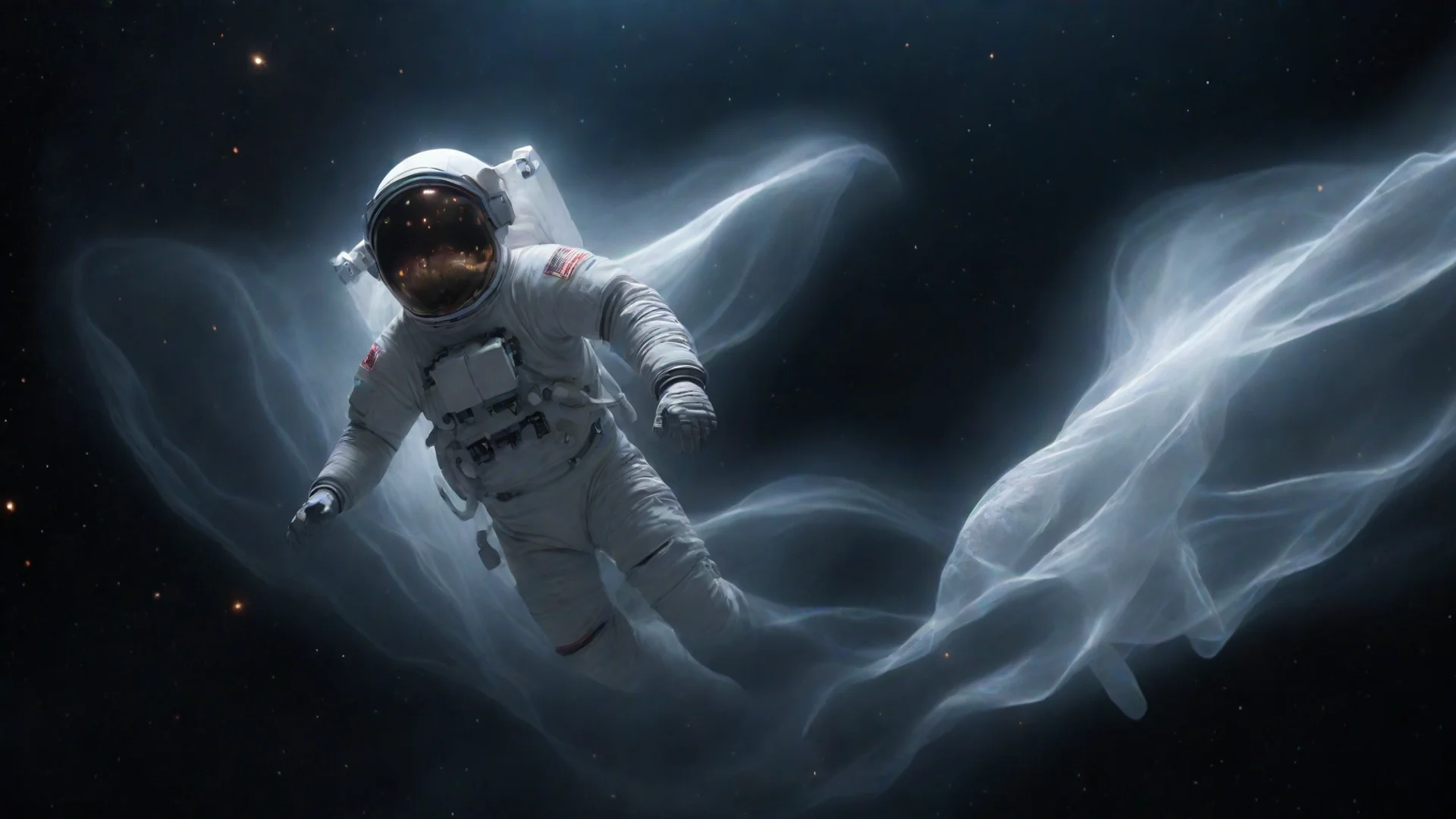 aiartstation art astronaut falling in space surrounded by glowing veil realistic confident engaging wow 3 hdwidescreen