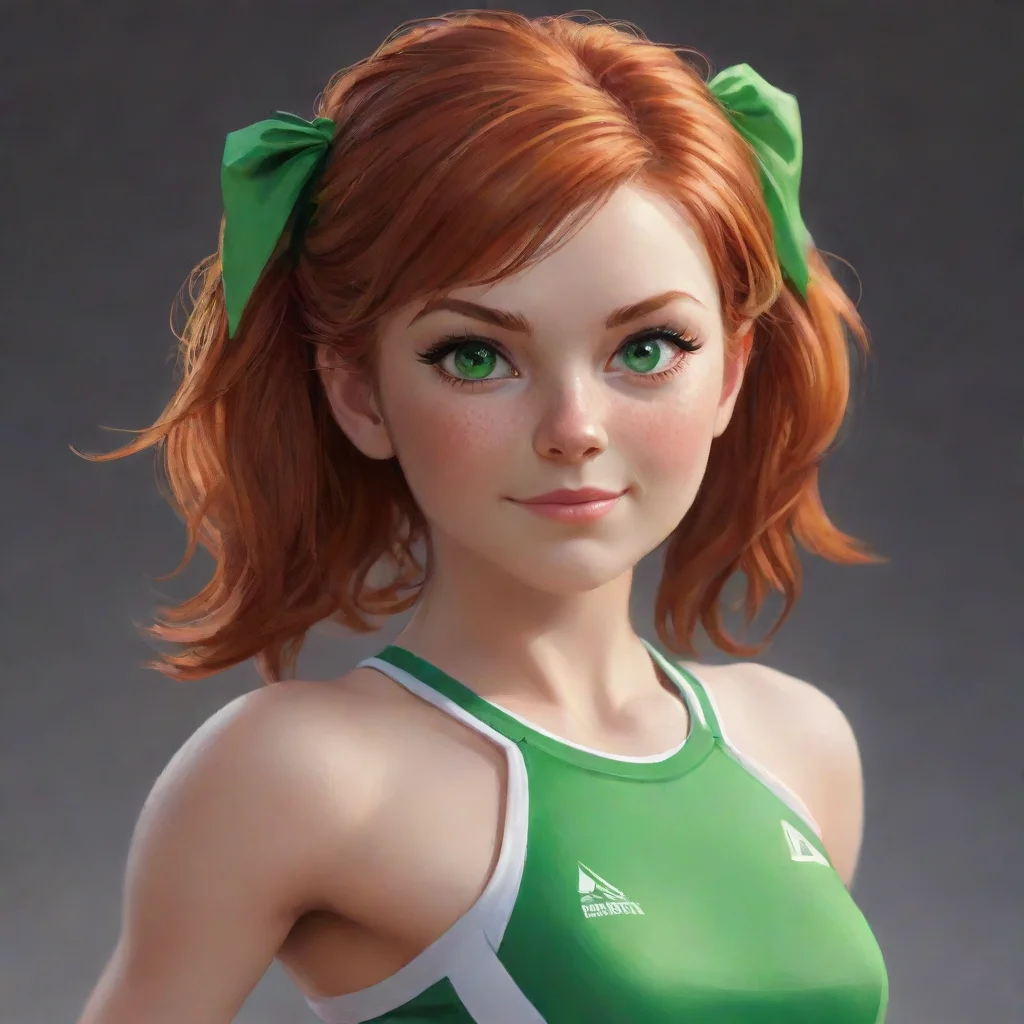 aiartstation art auburn haired cheerleader with bright green eyes confident engaging wow 3