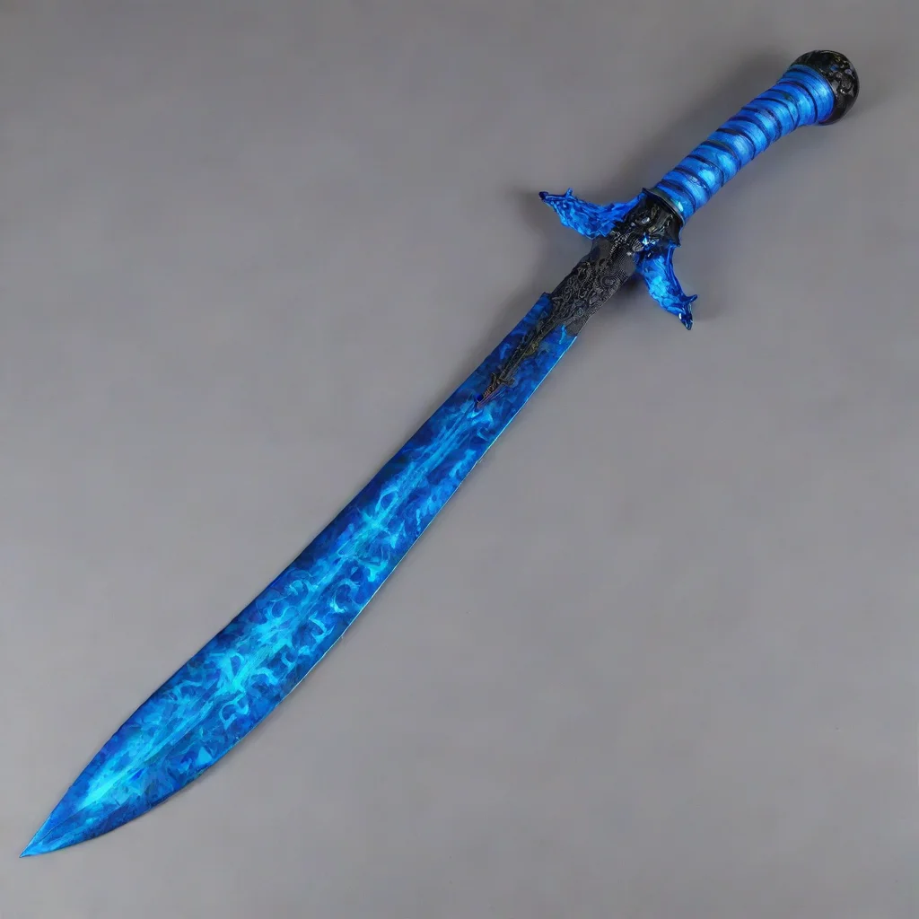 aiartstation art azure blue english longsword enveloped in blue flames confident engaging wow 3