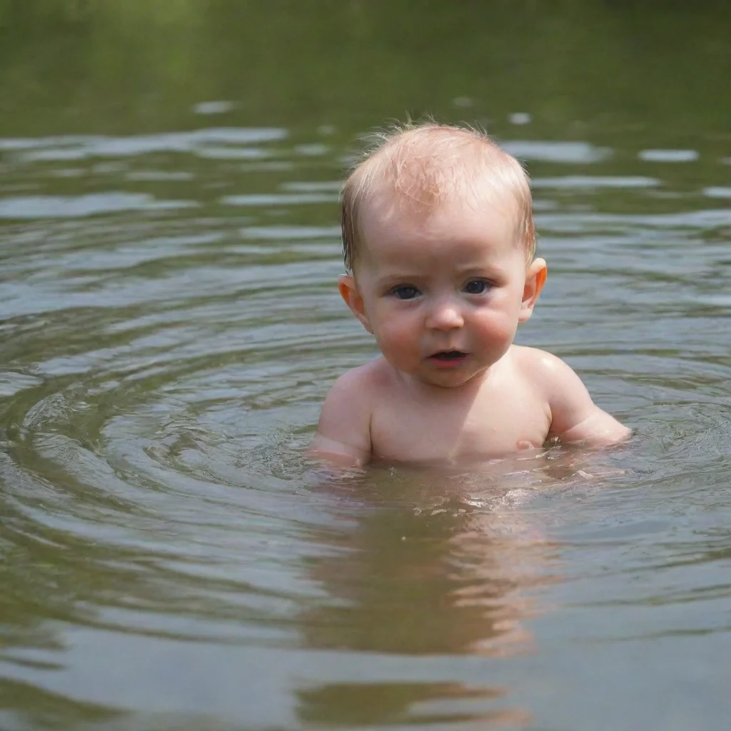 aiartstation art baby drowning in a lake confident engaging wow 3