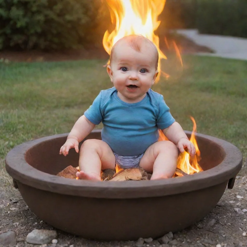 artstation art baby in a fire pit confident engaging wow 3