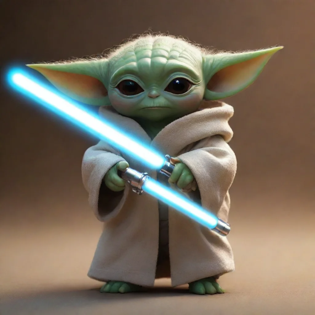 aiartstation art baby yoda as a grown up with white lightsaber  confident engaging wow 3