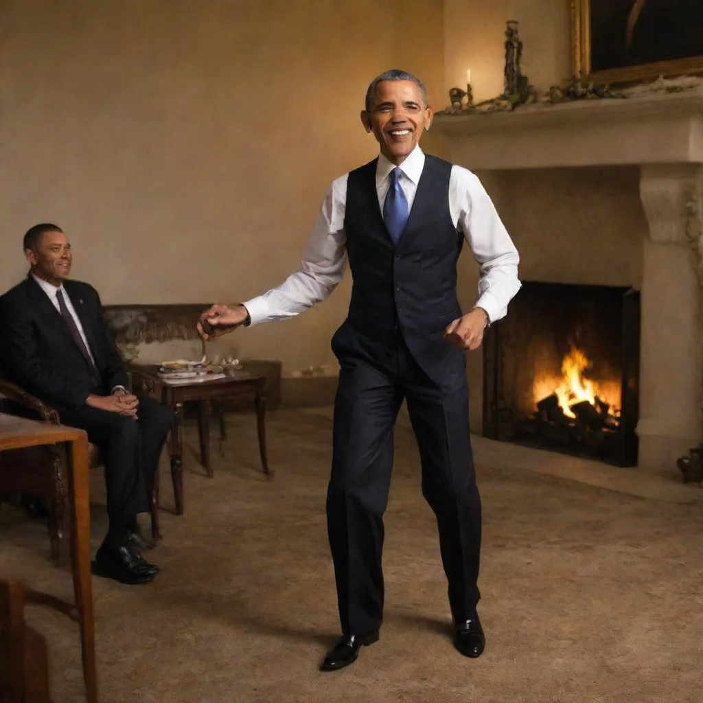aiartstation art barack obama dancing by the fire confident engaging wow 3