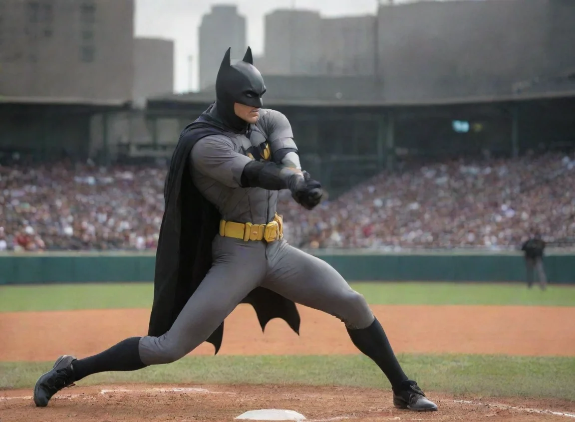 aiartstation art batman swinging a baseball bat on a baseball field confident engaging wow 3 landscape43