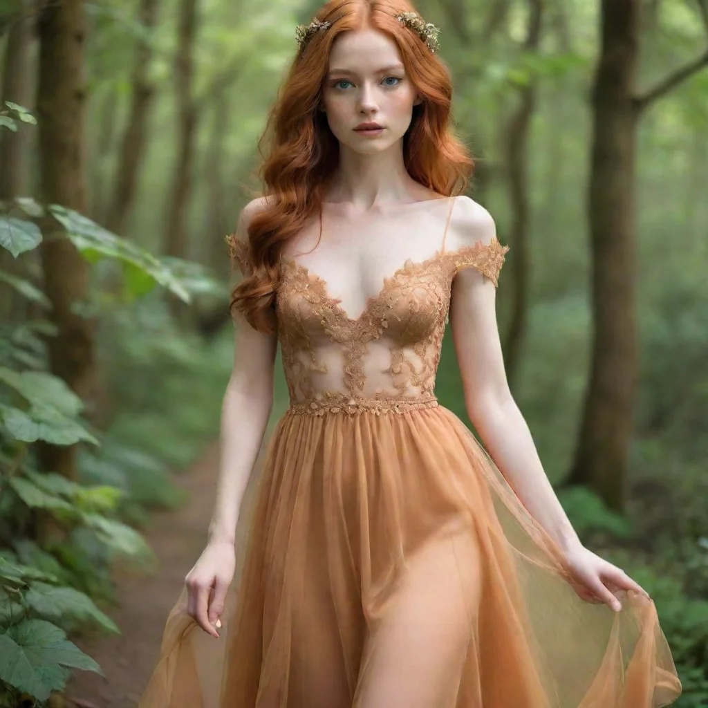 aiartstation art beautiful enchanted skinny ginger princess see through dress confident engaging wow 3