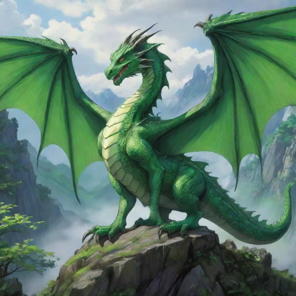 aiartstation art beautiful winged dragon green dragon ghibli anime hd detailed aesthetic confident engaging wow 3