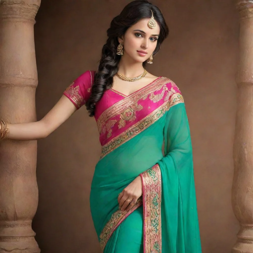 aiartstation art beauty grace seductive indian saree confident engaging wow 3