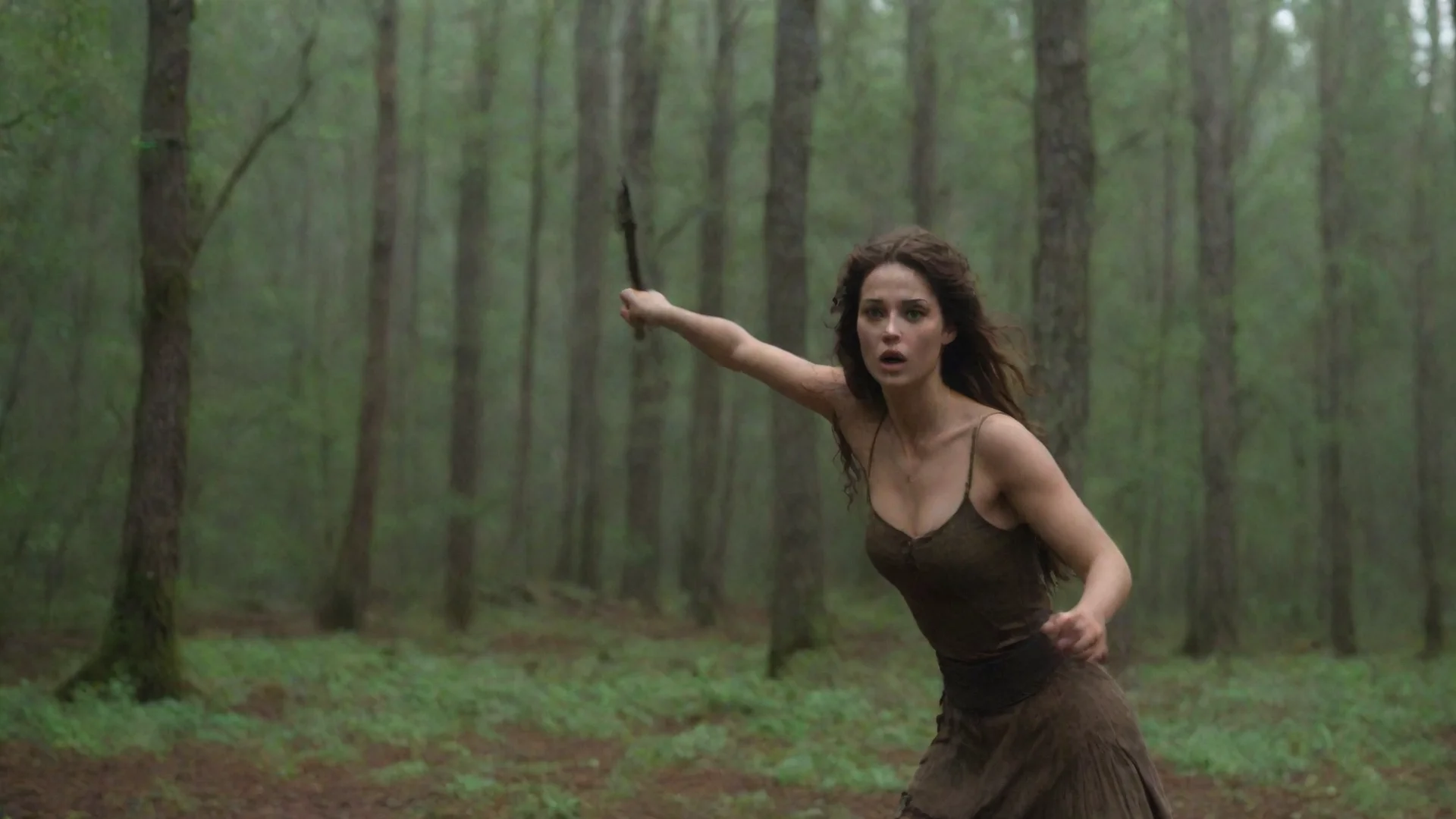aiartstation art bella throwing a spear confident engaging wow 3 wide