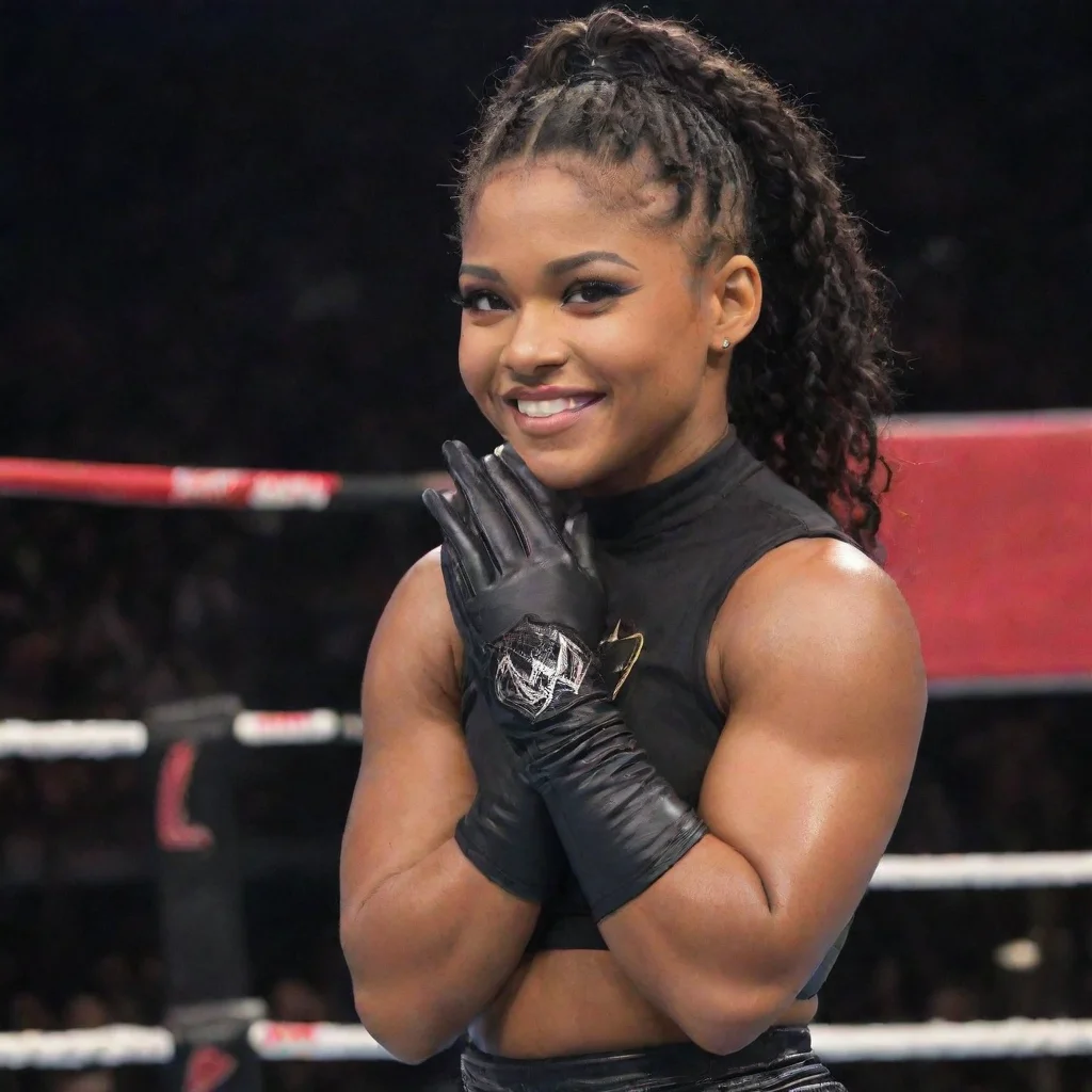 aiartstation art bianca belair wwe smiling with black gloves confident engaging wow 3