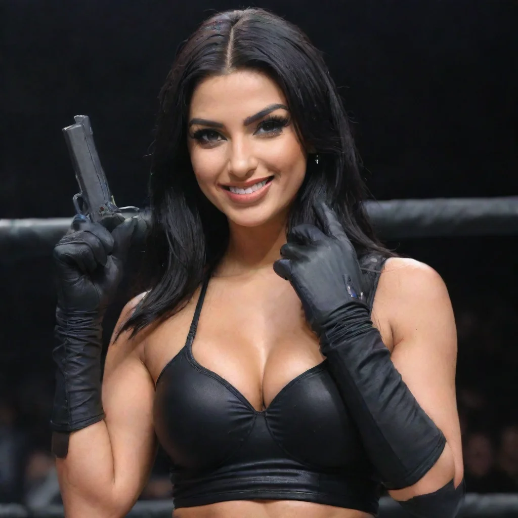 artstation art billie kay smiling with black gloves and gun confident engaging wow 3