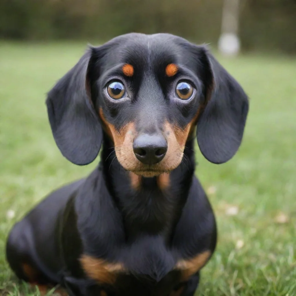 artstation art black dachshund with wide eyes confident engaging wow 3