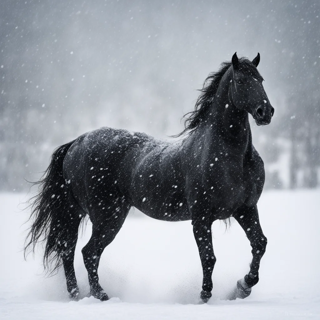 aiartstation art black horse in blizzard confident engaging wow 3