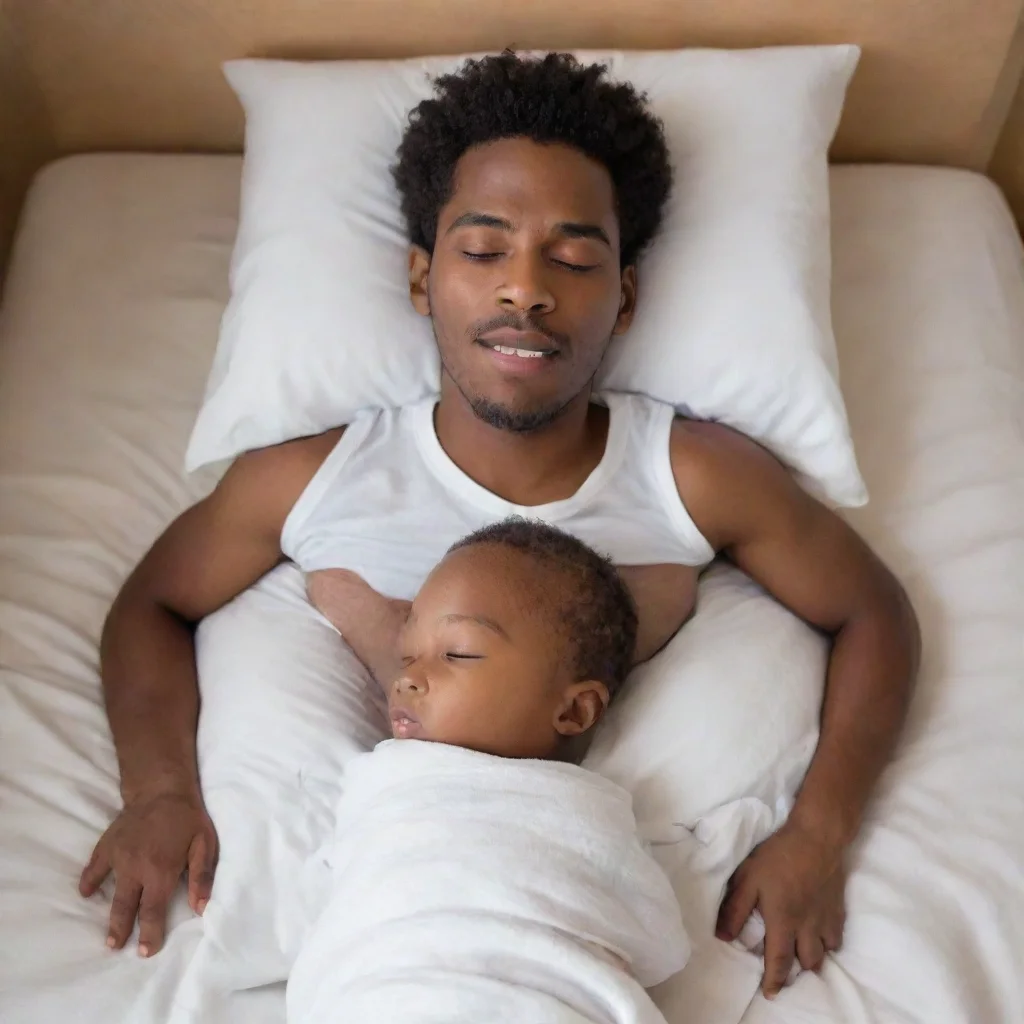 aiartstation art black man waking up with a kid conjoined to himself confident engaging wow 3