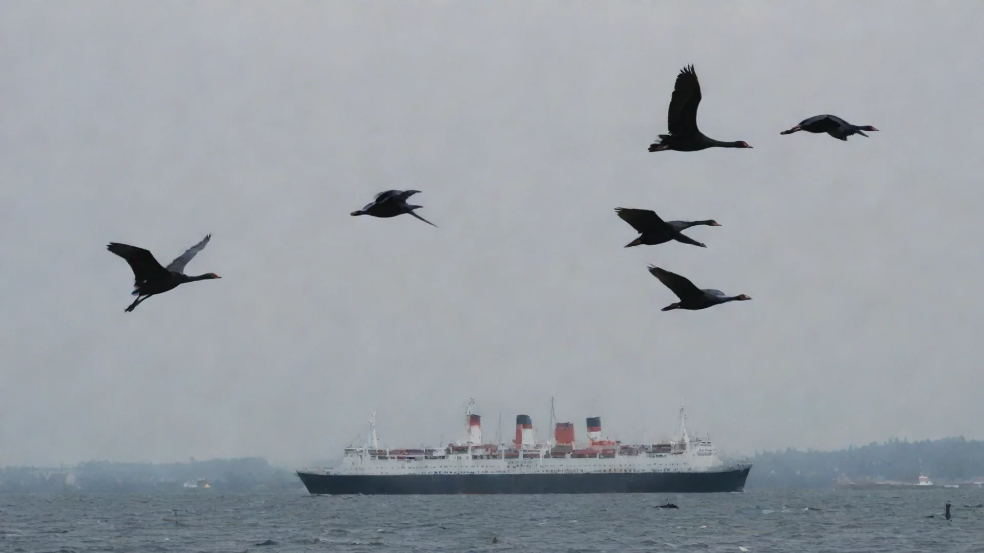 aiartstation art black swans flying over a ship confident engaging wow 3 hdwidescreen