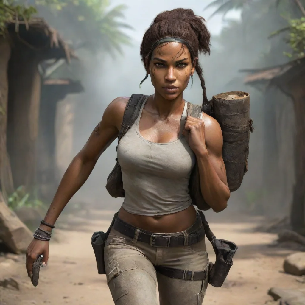aiartstation art black woman carries lara croft confident engaging wow 3