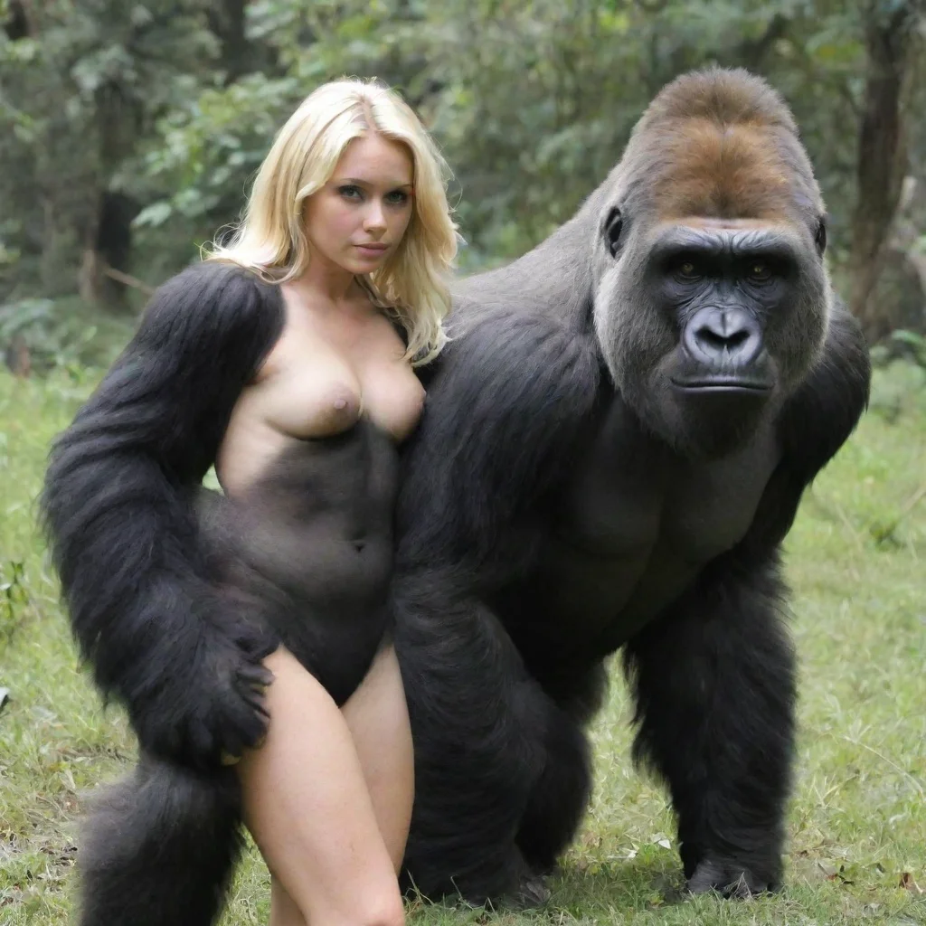 artstation art blonde and gorilla confident engaging wow 3