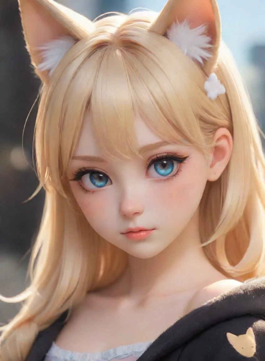 aiartstation art blonde anime character with cat ears sweet hd detailed artstation trending aesthetic close up  confident engaging wow 3 portrait43