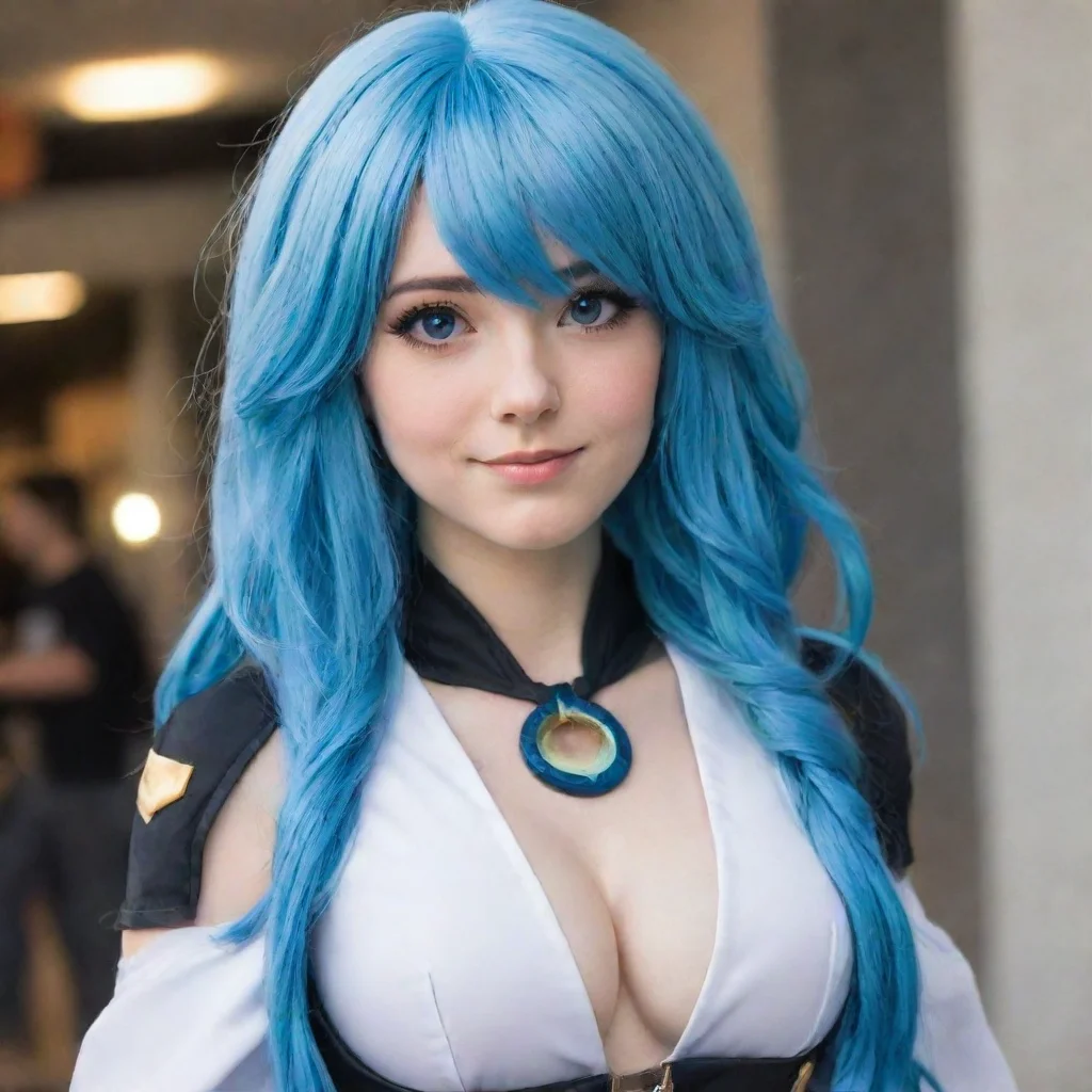 aiartstation art blue haired cosplayer confident engaging wow 3