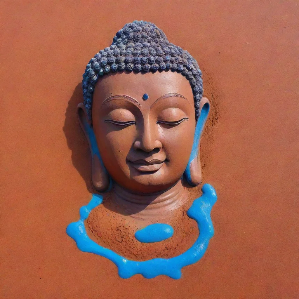 aiartstation art blue melted budha on red sand confident engaging wow 3
