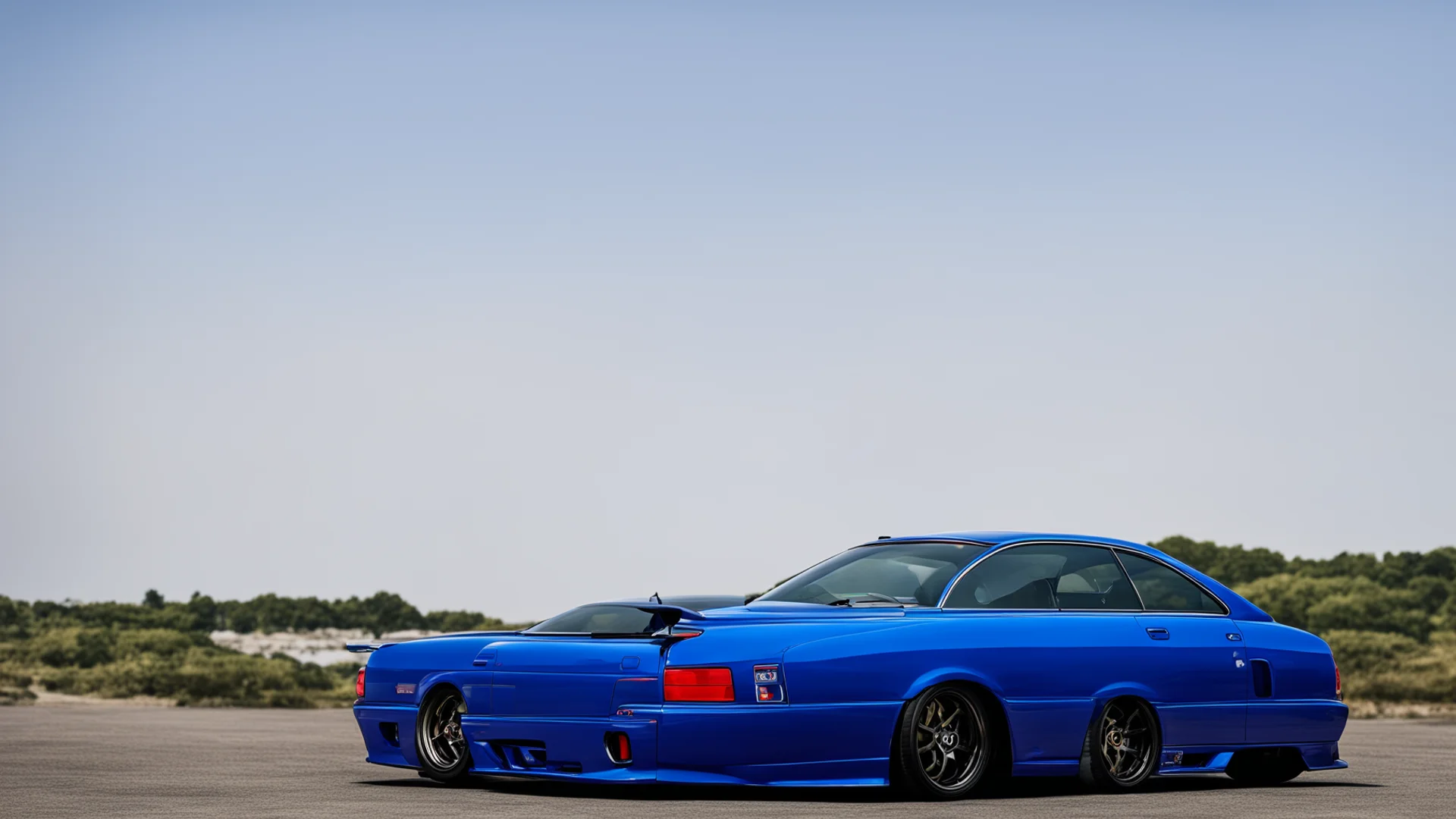 aiartstation art blue r34 nissan skyline from behind confident engaging wow 3 wide