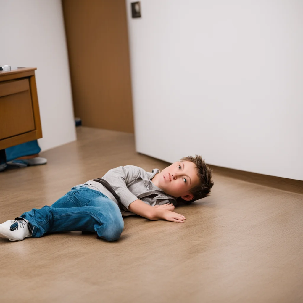 aiartstation art boy laying on floor being trampled confident engaging wow 3