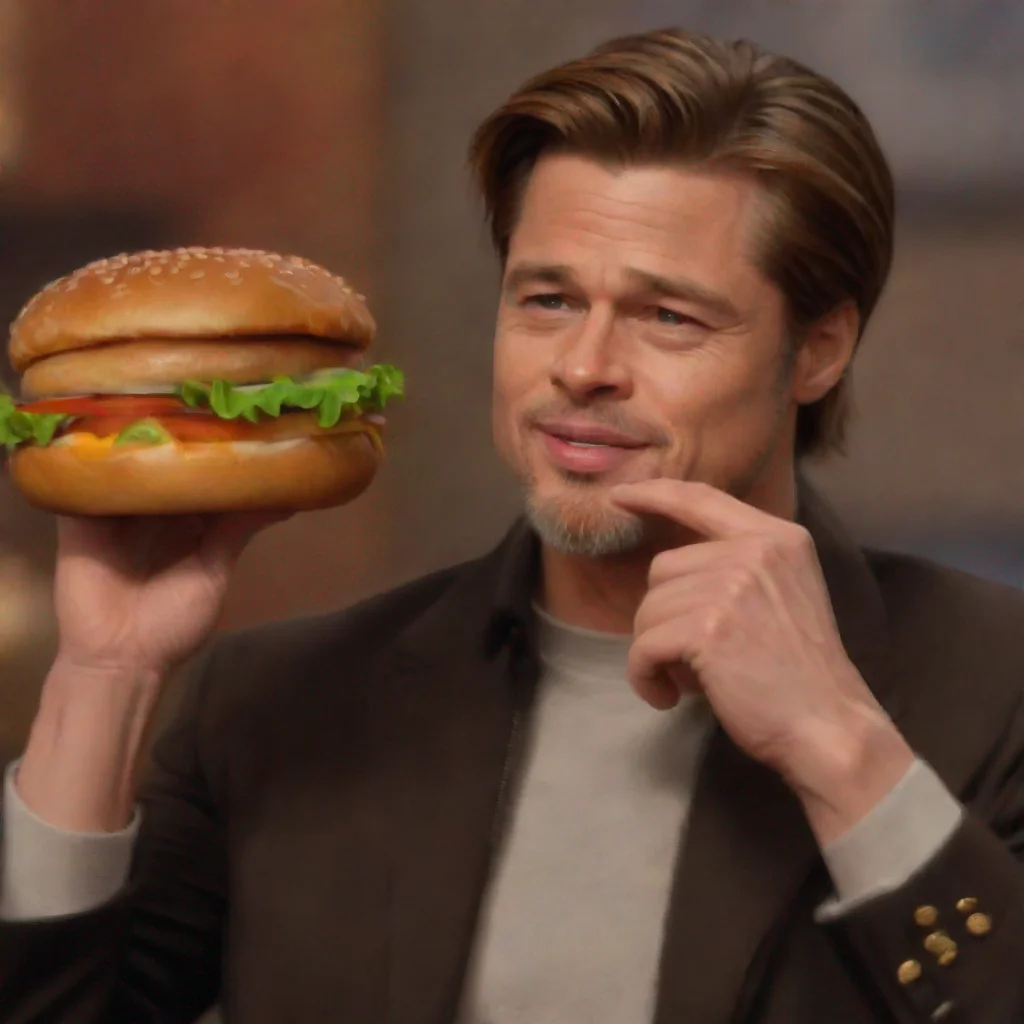 aiartstation art brad pitt holding a big burger confident engaging wow 3
