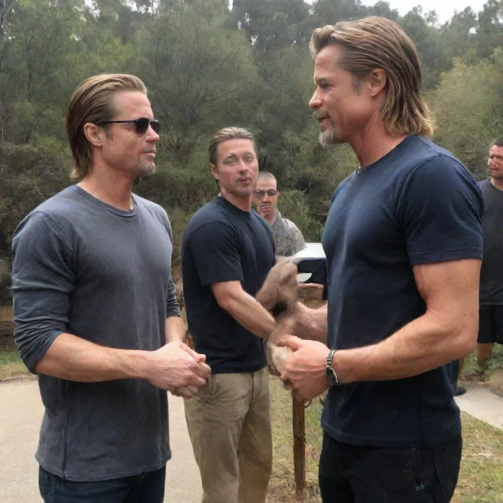 aiartstation art brad pitt meeting johnathon browning confident engaging wow 3