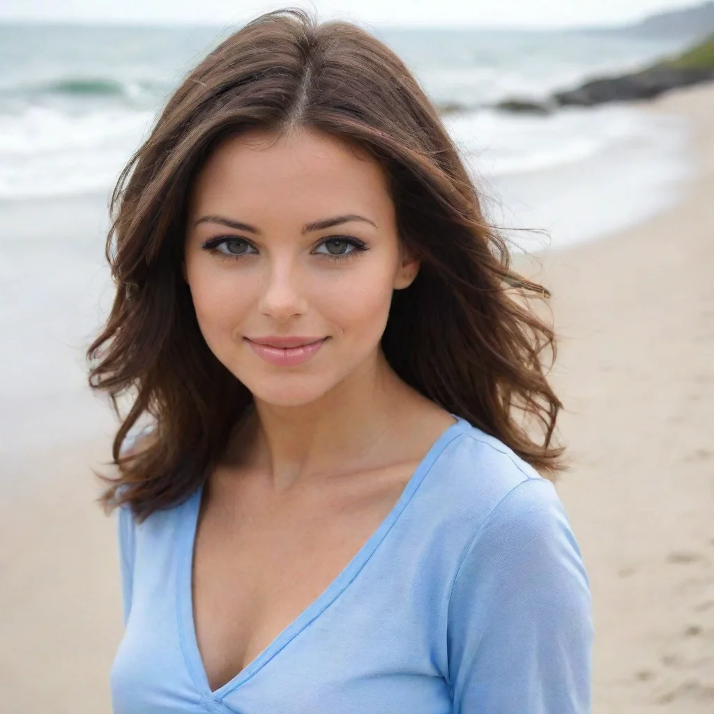 aiartstation art brunette on beach confident engaging wow 3