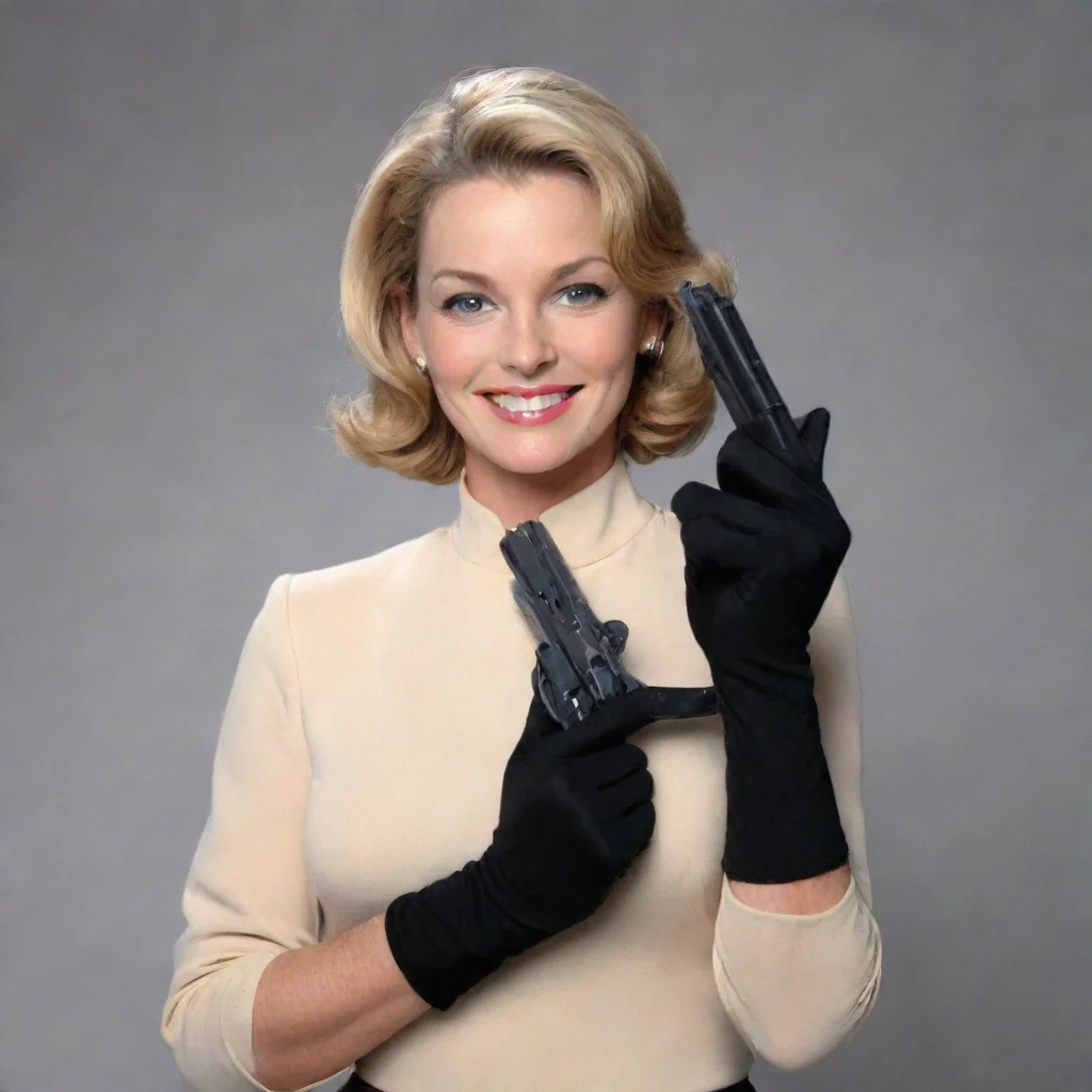 artstation art carolyn lawrence american actress and real estate broker smiling with black gloves and  gun  confident engaging wow 3