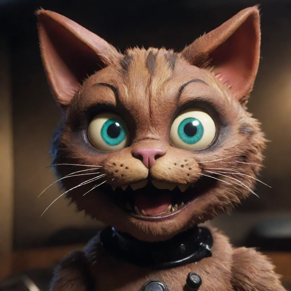 aiartstation art cartoony animatronic cat staring into camera freddys horror confident engaging wow 3
