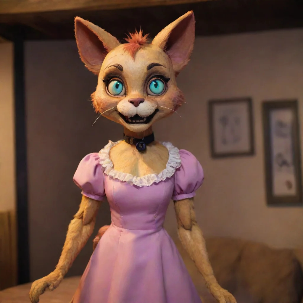 aiartstation art cartoony feminine anthro cat animatronic freddys horror confident engaging wow 3