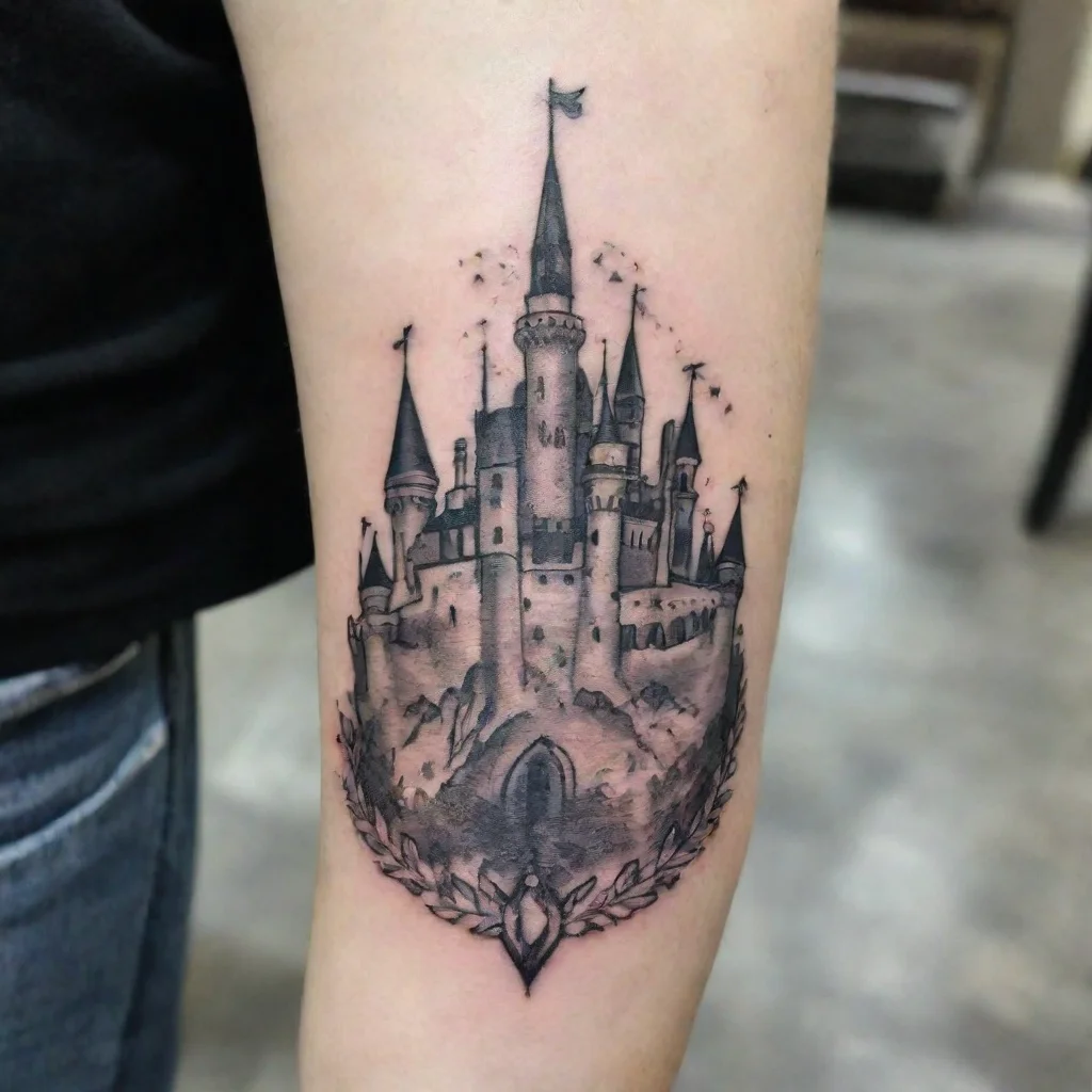 aiartstation art castle crown fine line black and white tattoo confident engaging wow 3