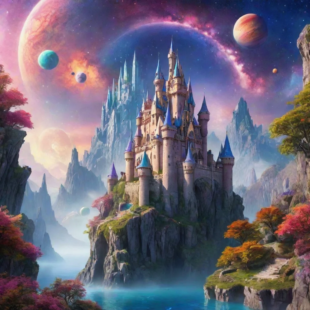 aiartstation art castle in relaxing calming colorful world with planets in sky wonderful magical crystals epic overhangs confident engaging wow 3