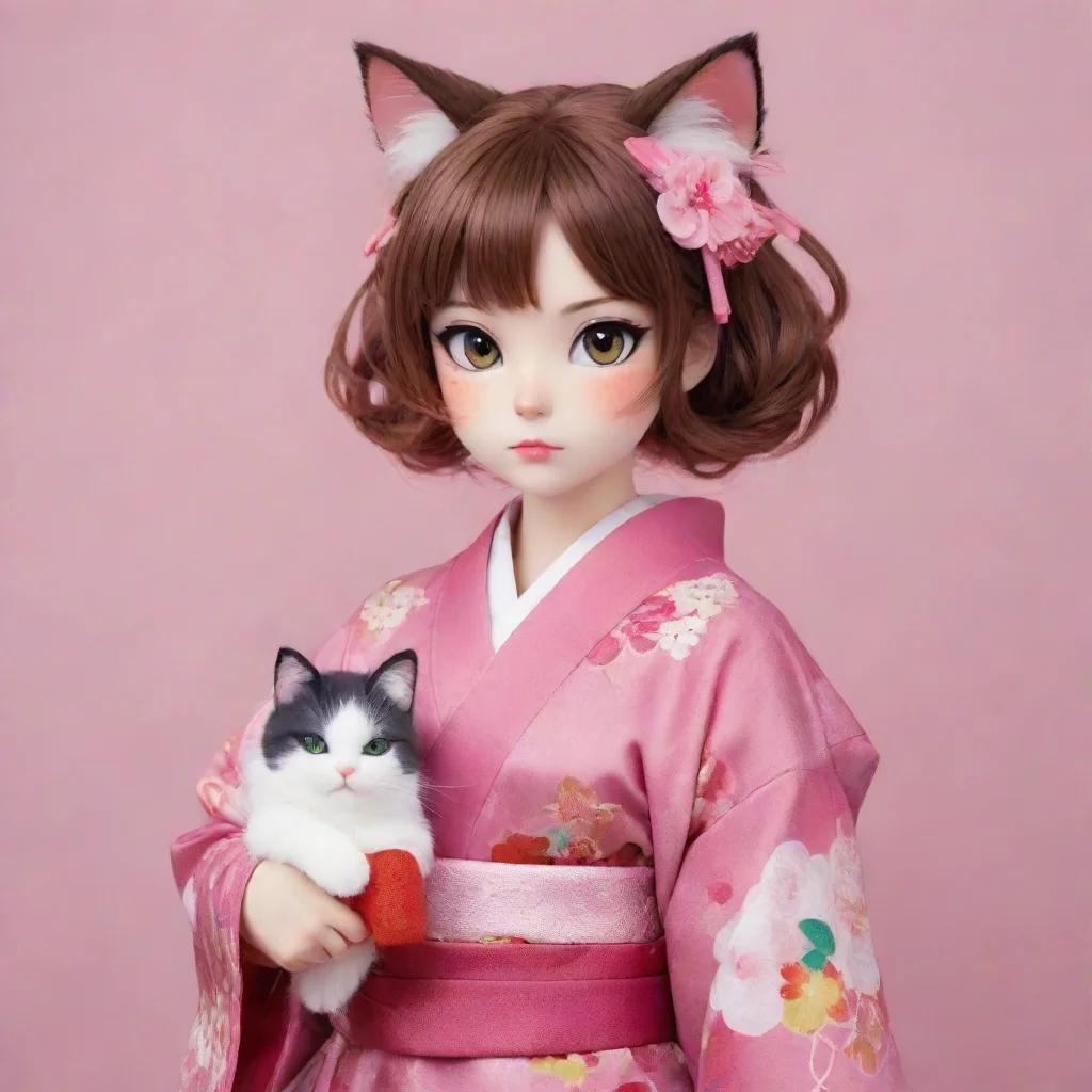 aiartstation art cat girl in kimono confident engaging wow 3