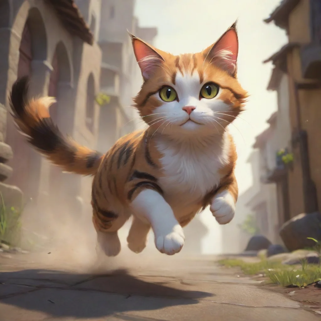 aiartstation art cat running confident engaging wow 3