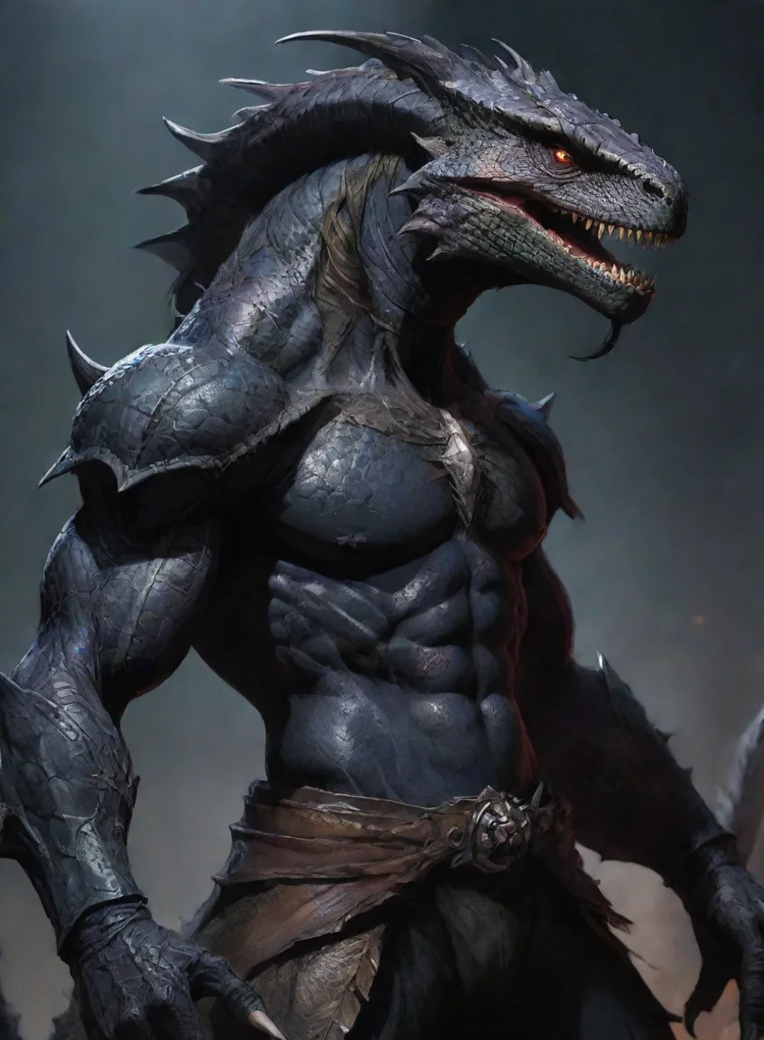 aiartstation art character evil dark lizard warrior hd anime art man  epic detailed confident engaging wow 3 portrait43