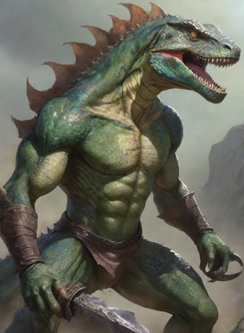 aiartstation art character giant lizard warrior hd anime art man  epic detailed confident engaging wow 3 portrait43