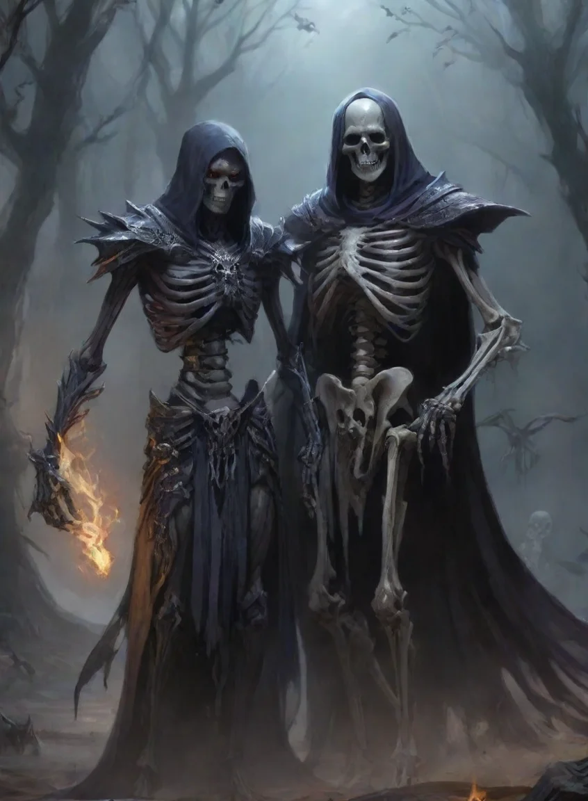 aiartstation art character man dark elf wizard with summoned familiar skeleton warrior best friendwarrior hd anime art man  epic detailed confident engaging wow 3 portrait43
