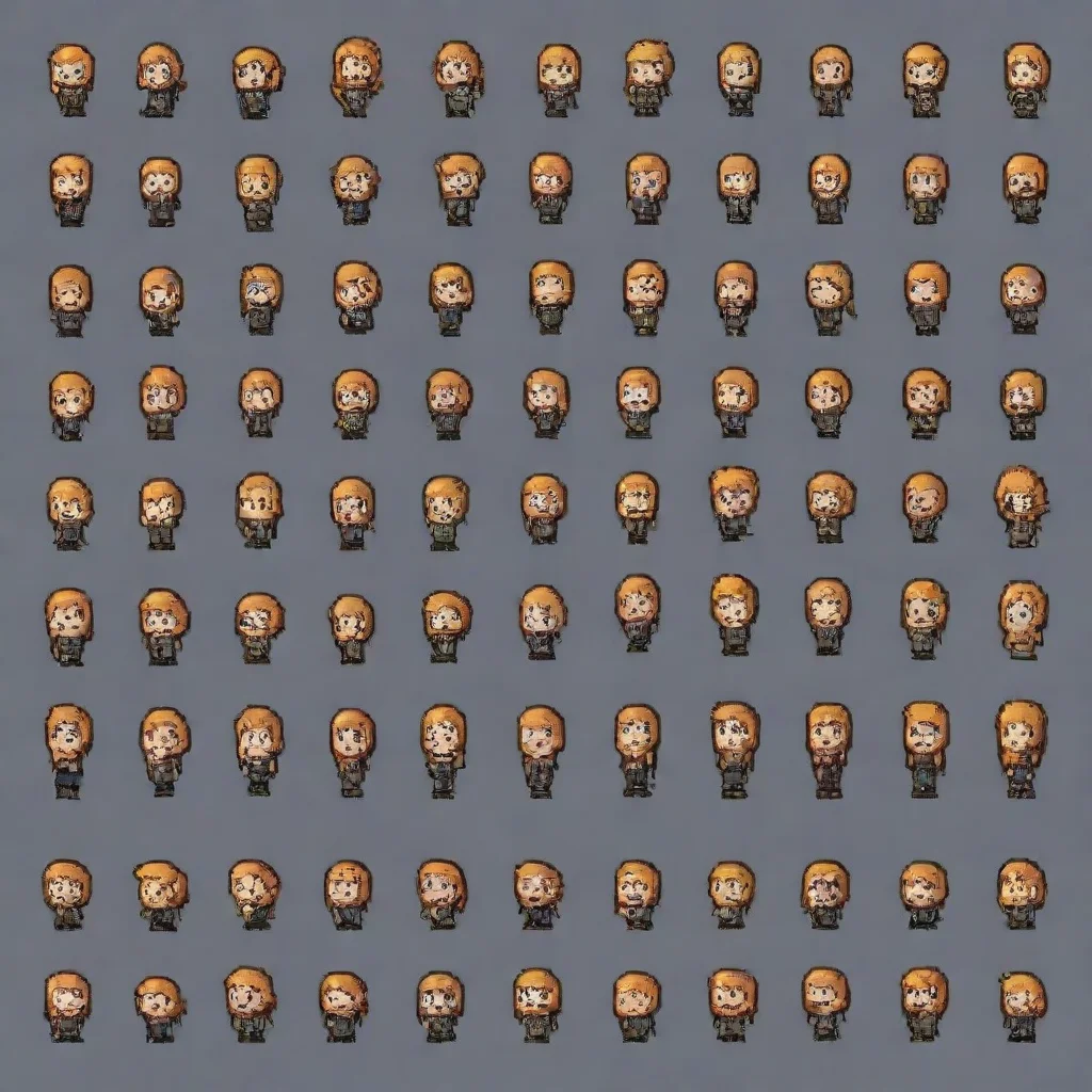aiartstation art character sprite sheet 8x8 columnsin the style of 8 bits confident engaging wow 3