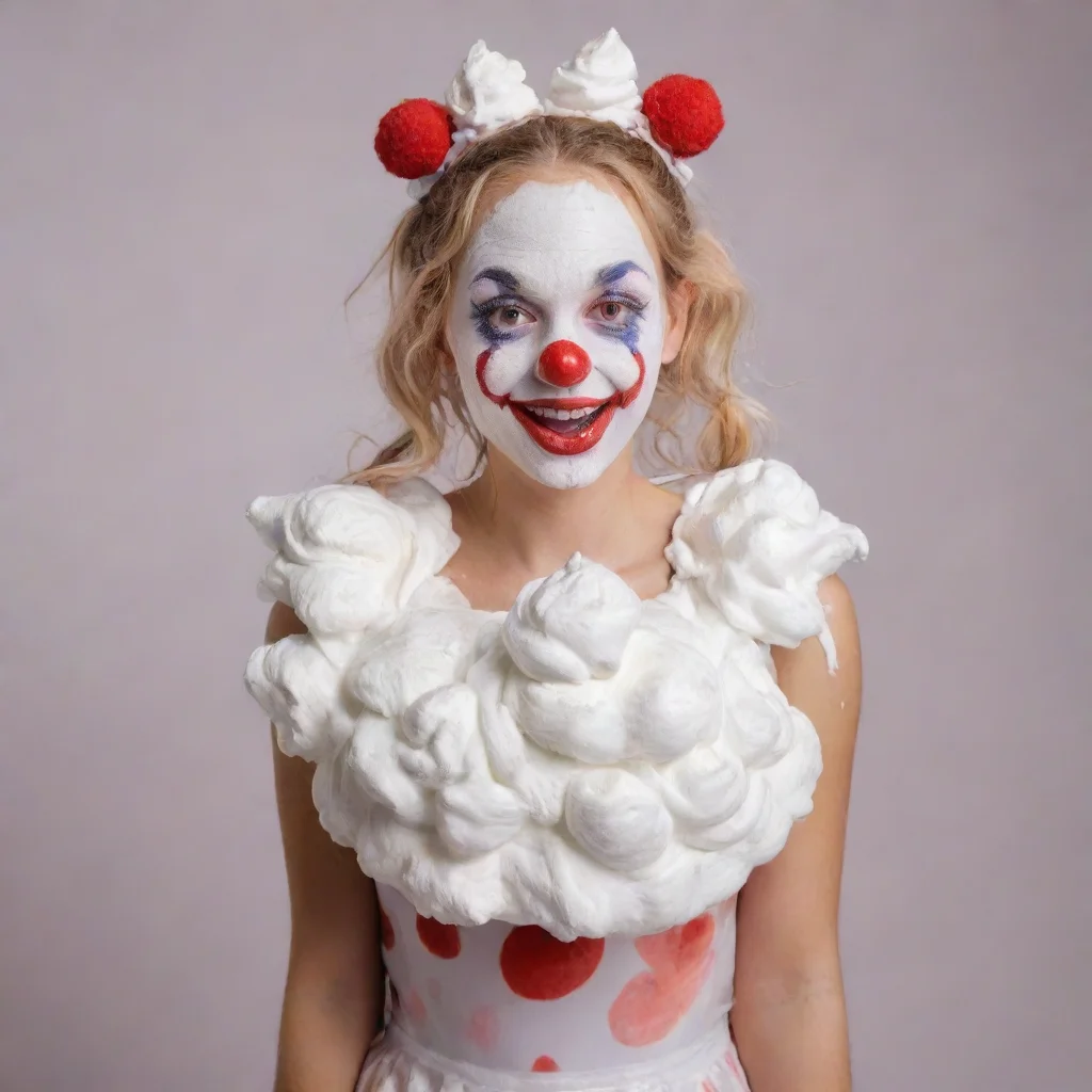 aiartstation art clown girl covered in whipped cream confident engaging wow 3