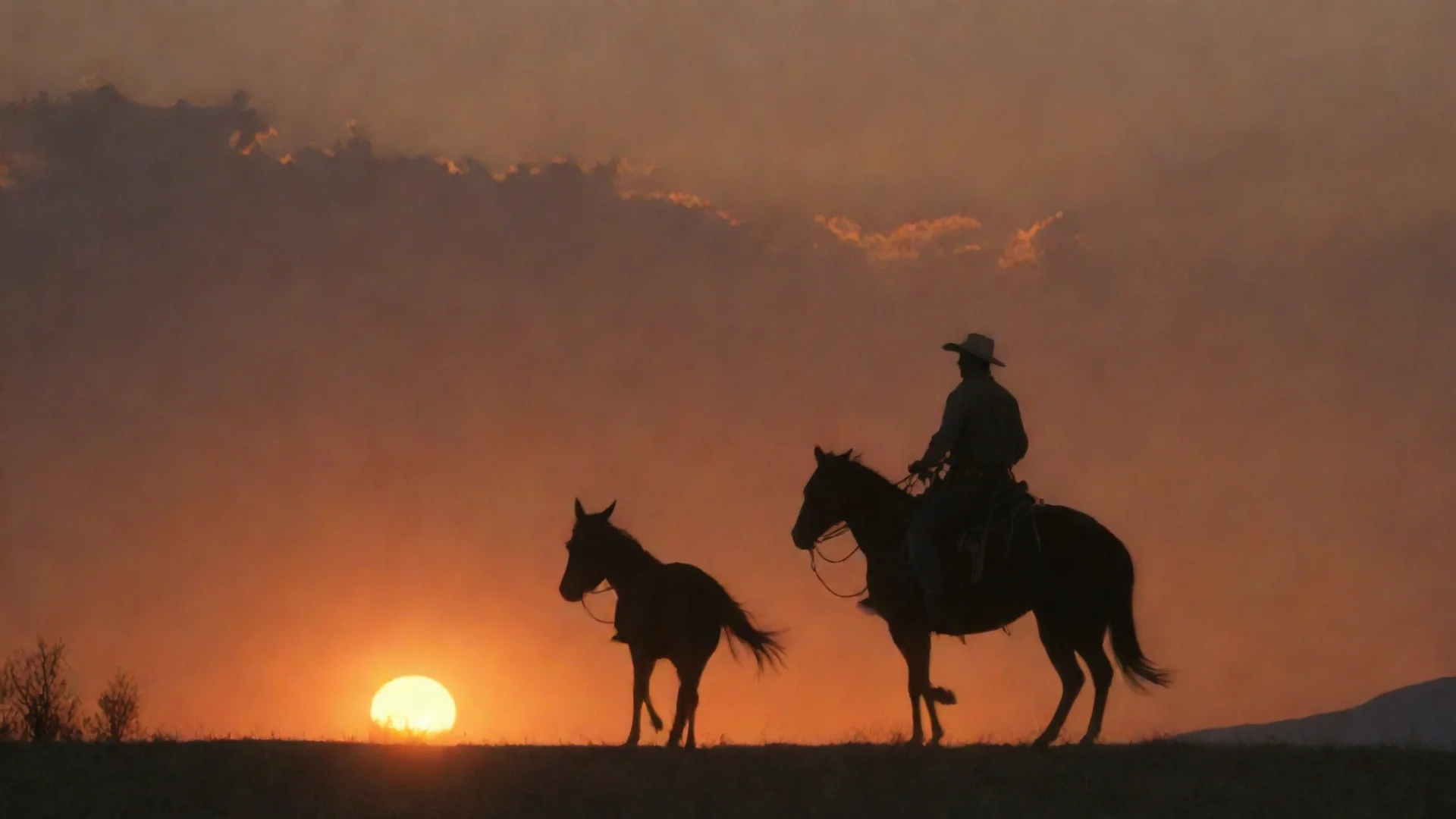 aiartstation art cowboy riding into the sunset confident engaging wow 3 wide