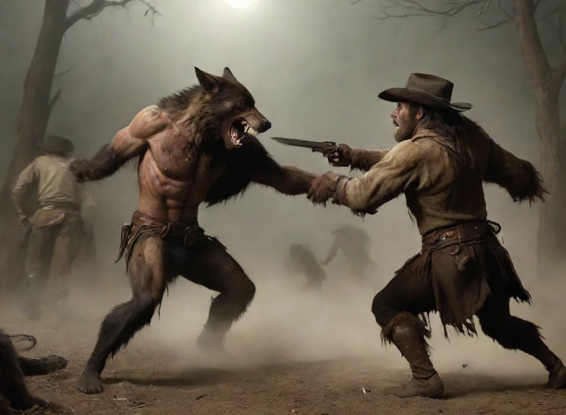aiartstation art cowboys fighting against werewolf hd confident engaging wow 3 landscape43