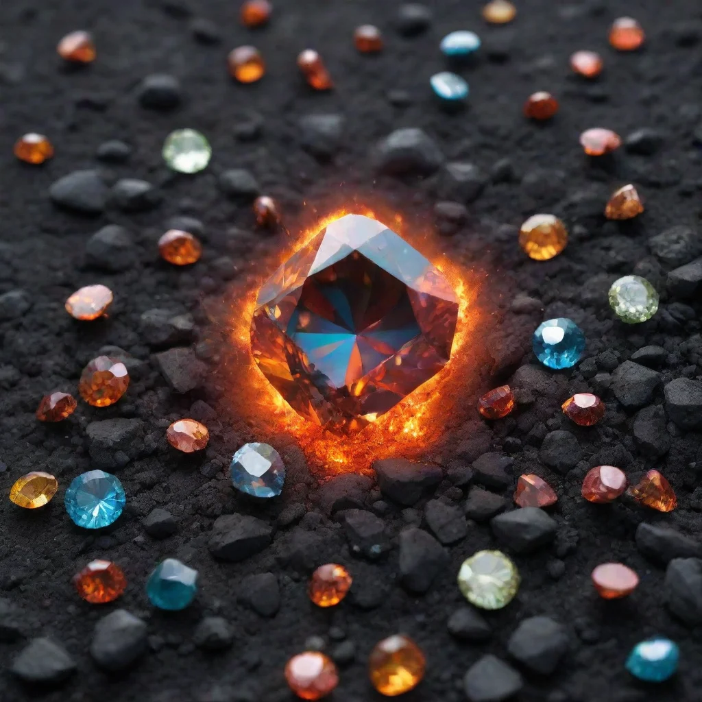 artstation art crashing into the ground causes colored diamonds and coals to fly in all directions confident engaging wow 3